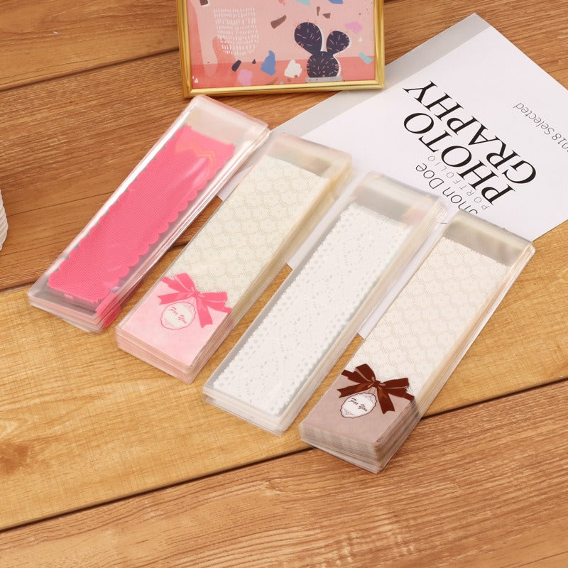 Wholesale 100PCS Long Baking Self-adhesive Bag Cookie Bag Biscuit Ziplock Bag